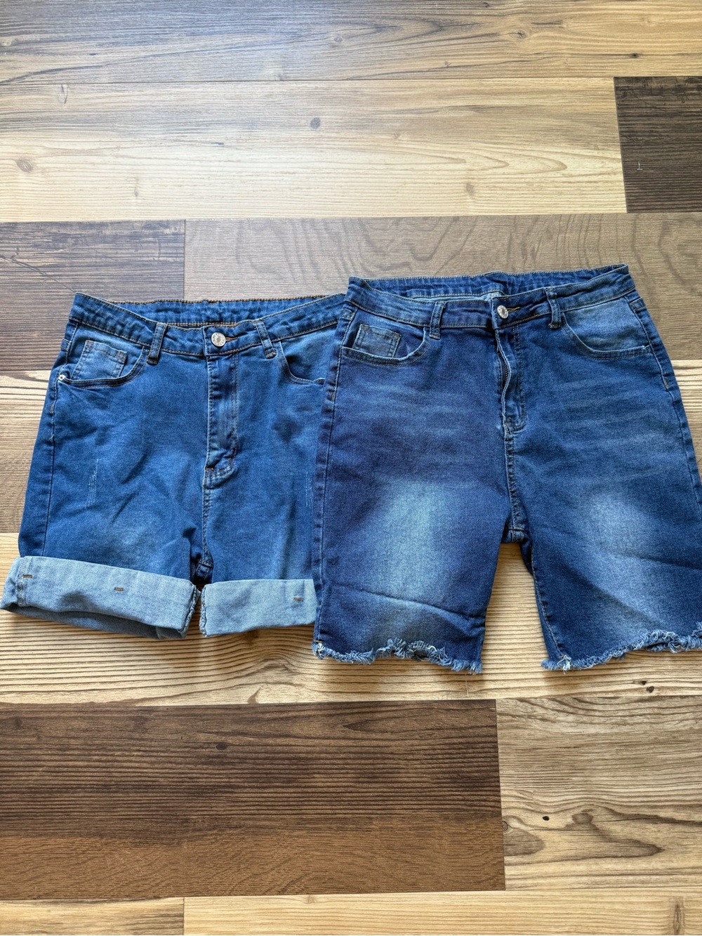 Bundle Two Pairs Womens Large Blue Denim Shorts Fast Fashion